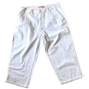 Woman Within Size 14W White Cropped Jeans Cotton Natural Fit Style